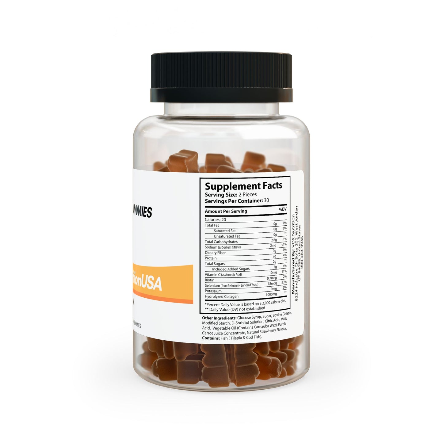 Premium Collagen Gummies - 60 Count for Skin Hydration and Beauty Support
