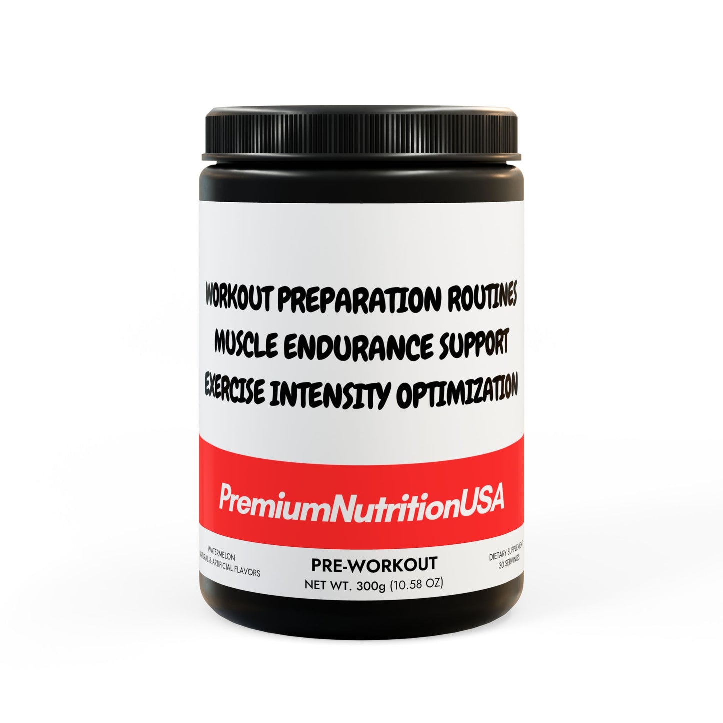 Pre-Workout Supplement - Refreshing Watermelon Flavor (300g, 10.58oz) for Enhanced Exercise Performance