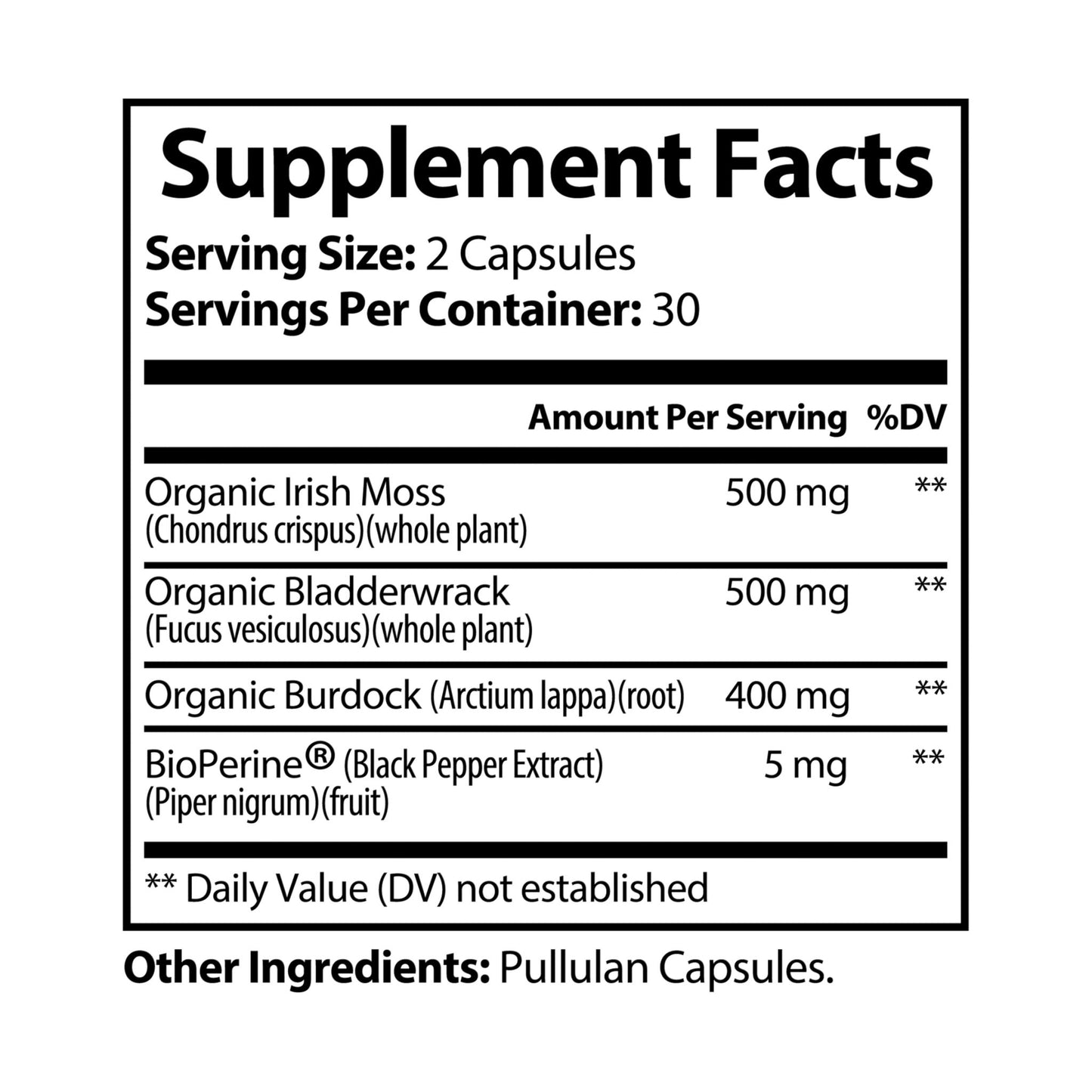 Sea Moss Supplement - 60 Capsules for Comprehensive Nutritional Support