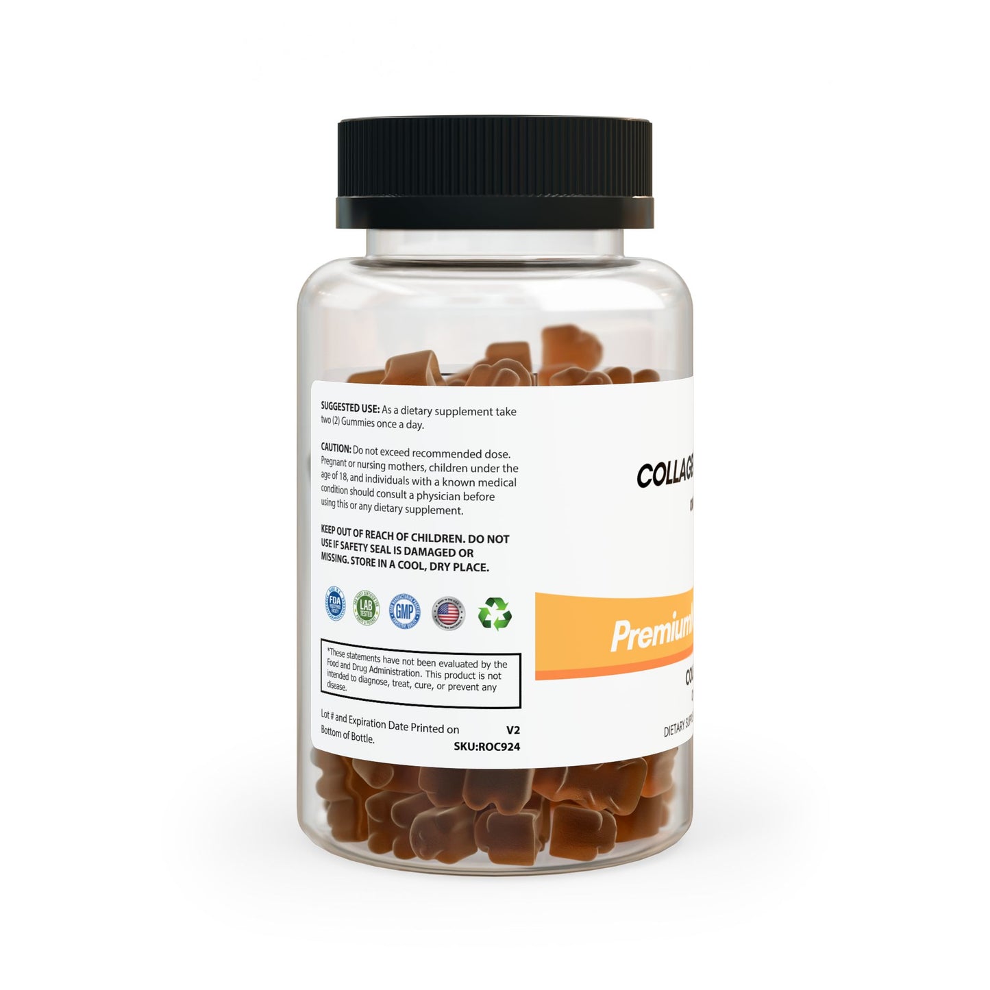 Premium Collagen Gummies - 60 Count for Skin Hydration and Beauty Support